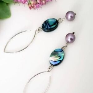 Amethyst Shell Sterling Silver Earrings